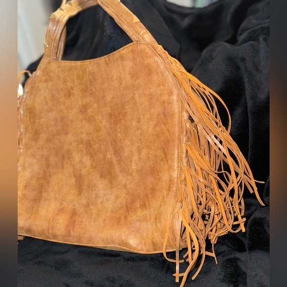 STEVEN-BY STEVE MADDEN GOLD STUD FRINGE HANDBAG - Picture 6 of 15